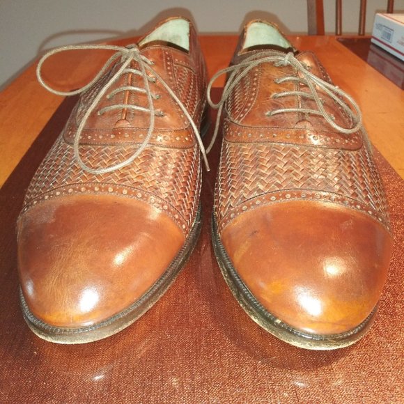 Vintage Mezlan: Men's Woven Leather Cap-Toe Oxfords, resoled. Size: 13M - Picture 4 of 11